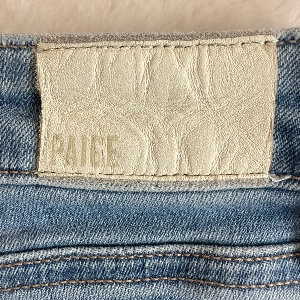 PAIGE Anthropologie Jeans Size 27 Brigitte Straight Leg Raw Hem Stretch Mid Rise